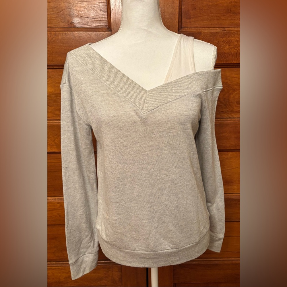Bar III Gray Off-Shoulder Sweatshirt